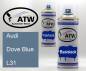 Preview: Audi, Dove Blue, L31: 400ml Sprühdose + 400ml Klarlack - Set, von ATW Autoteile West.